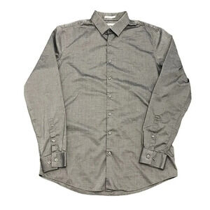Calibrate Slim Fit non iron Tall L gray button down long sleeve collar men shirt